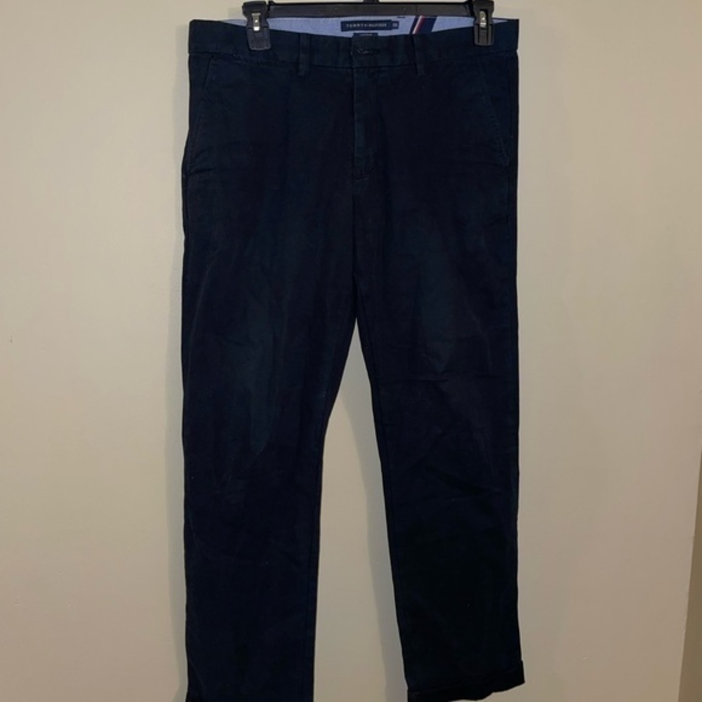 Tommy Hilfiger Men Custom Fit Khaki Blue Pants Size 34